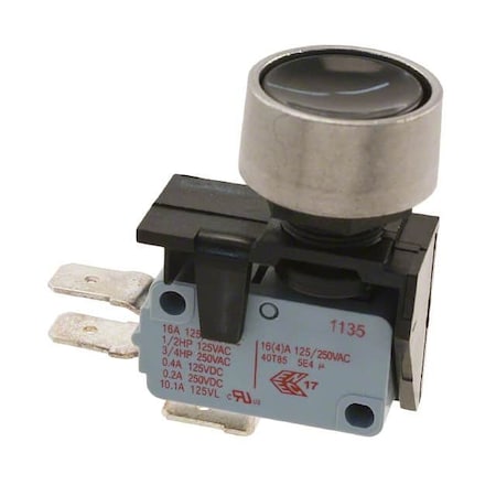 ARCOELECTRIC Pushbutton Switch, Spdt, Momentary, Quick Connect Terminal, Panel Mount-Threaded 3832510KB